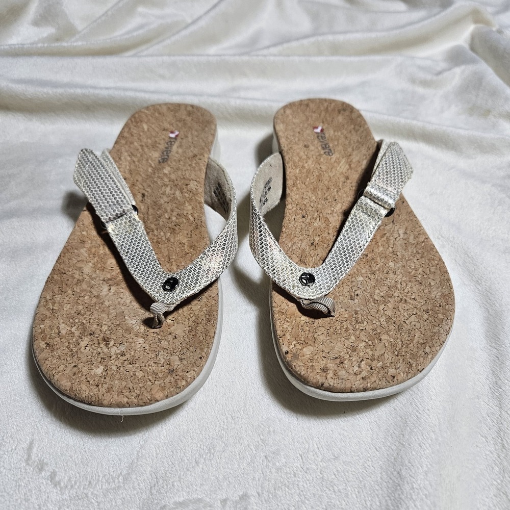 Revere Napoli Metallic Woven Flip Flop Sandals Cork Footbed‎ Women's 7M Comfort